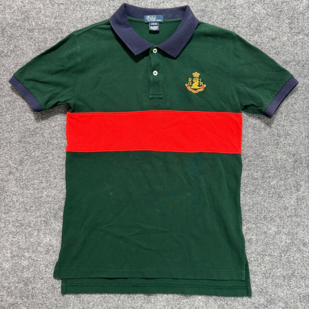 Polo Ralph Lauren Kids L (16/18) Green Red‎ Crest Logo Short Sleeve Polo Shirt